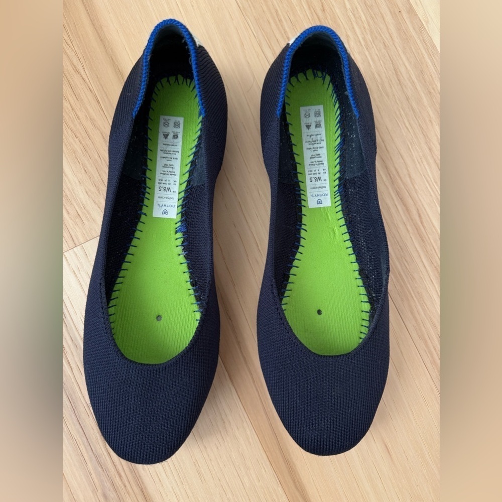 Rothy’s navy flats square toe size W8.5 - Picture 4 of 10